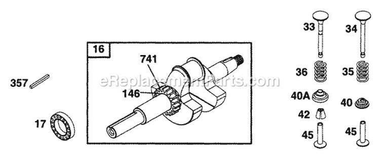 Crankshaft Diagram and Parts List for 195432-0830-99  Briggs and Stratton Engine